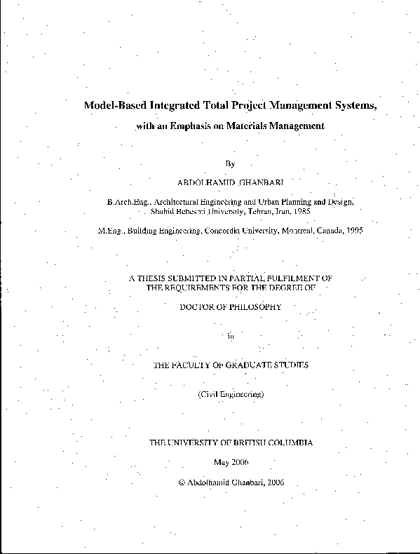 (PDF) Model-based integrated total project management systems, with an ...