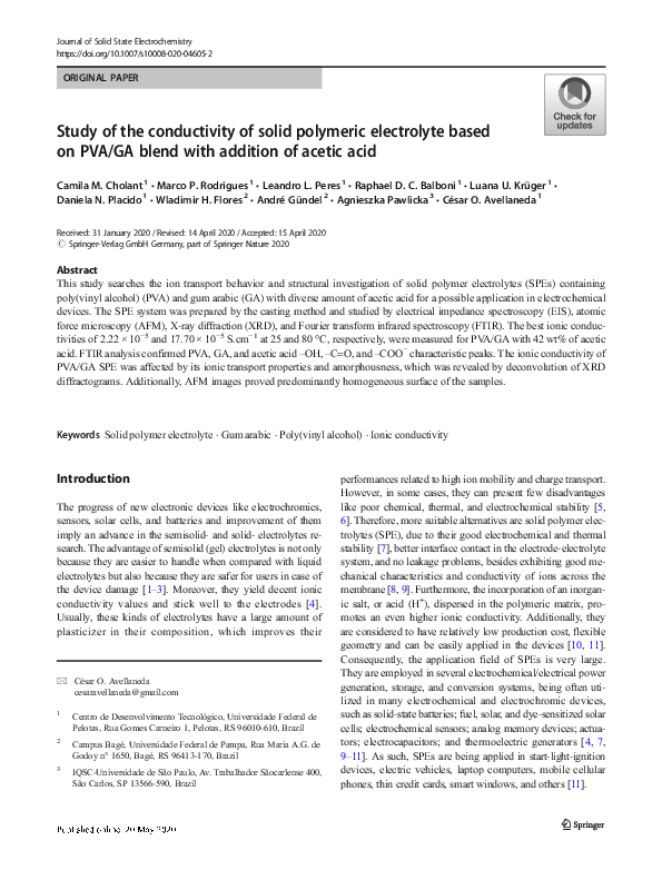 (PDF) Study of the conductivity of solid polymeric electrolyte based on ...