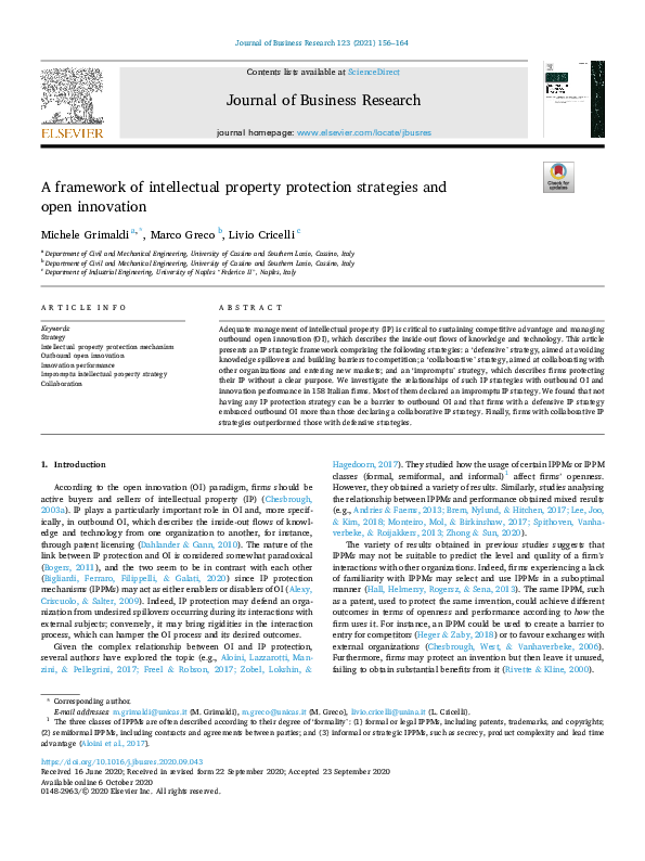 (PDF) A framework of intellectual property protection strategies and ...