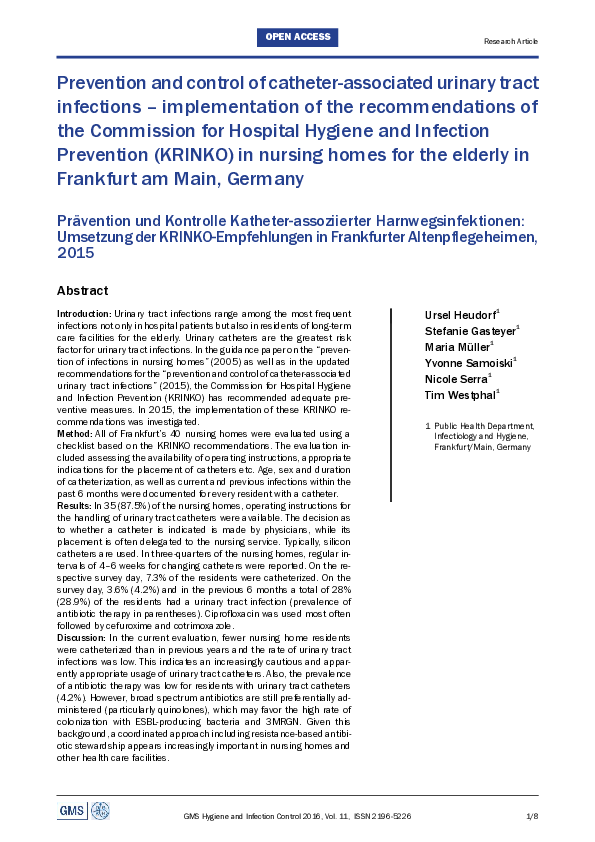 (PDF) Prevention and control of catheter-associated urinary tract ...
