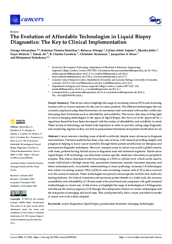 (PDF) The Evolution of Affordable Technologies in Liquid Biopsy ...