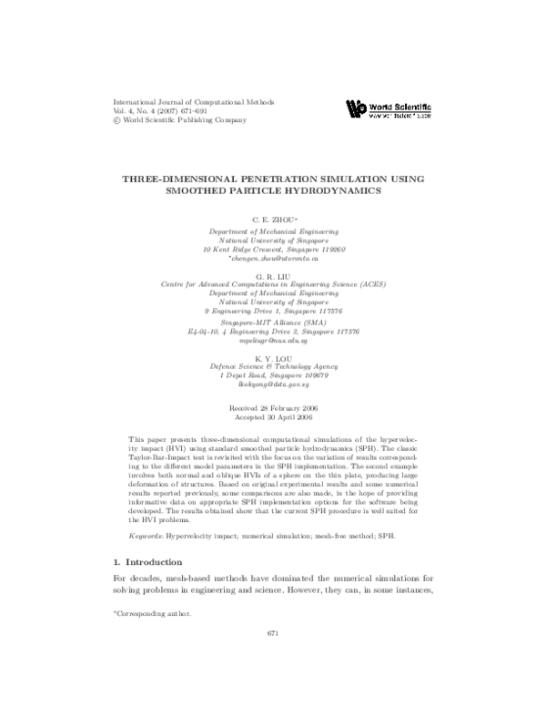 (PDF) Three-Dimensional Penetration Simulation Using Smoothed Particle ...