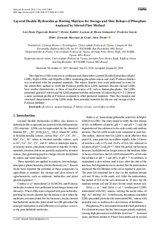 (PDF) Layered Double Hydroxides as Hosting Matrices for Storage and ...