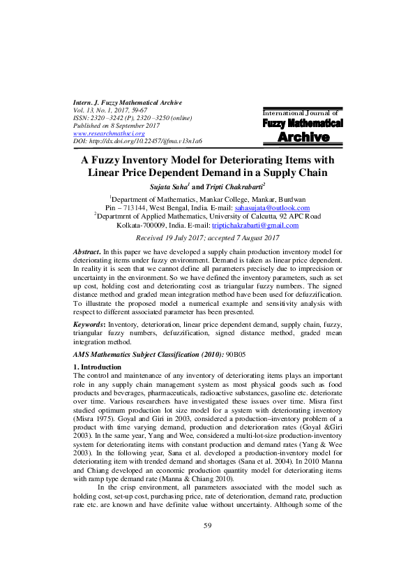 (PDF) A Fuzzy Inventory Model for Deteriorating Items with Linear Price ...