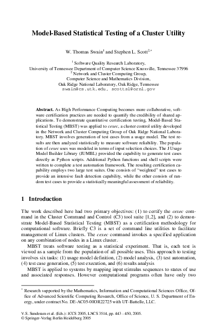 (PDF) Model-Based Statistical Testing of a Cluster Utility