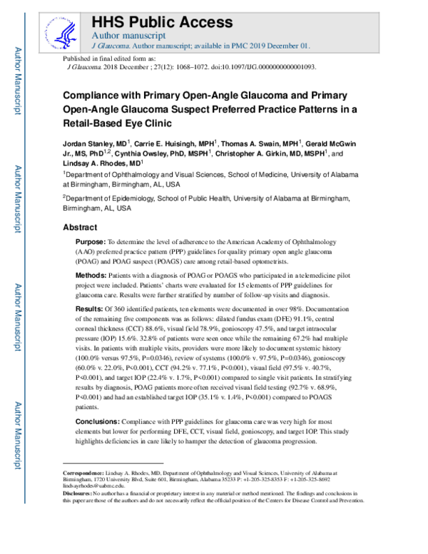 (PDF) Compliance With Primary Open-angle Glaucoma and Primary Open ...