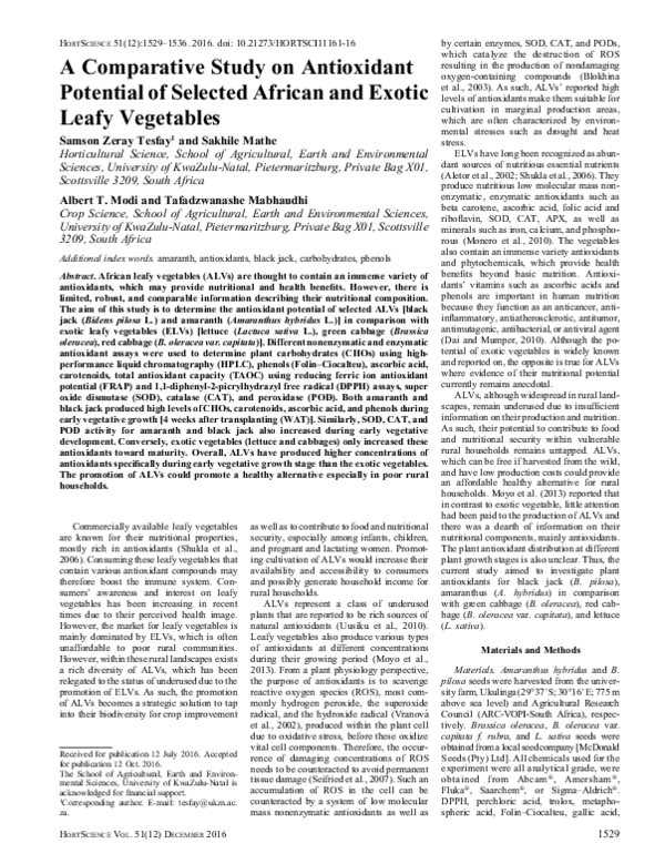 (PDF) A Comparative Study on Antioxidant Potential of Selected African ...
