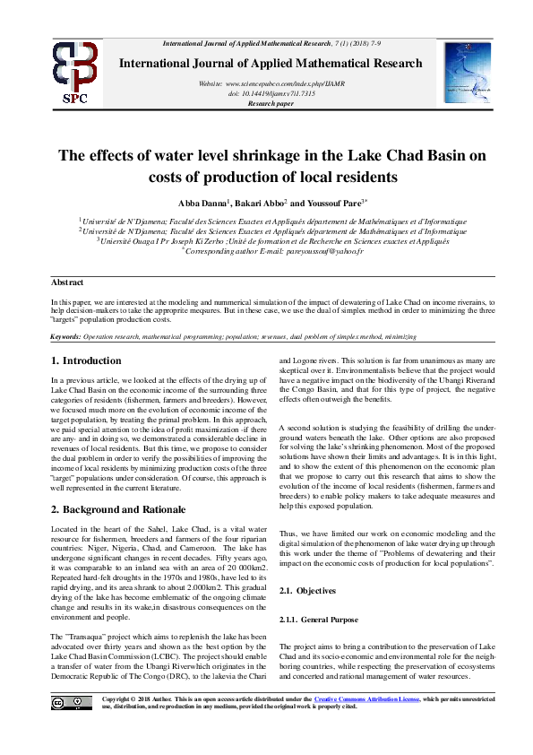 (PDF) The effects of water level shrinkage in the Lake Chad Basin on ...