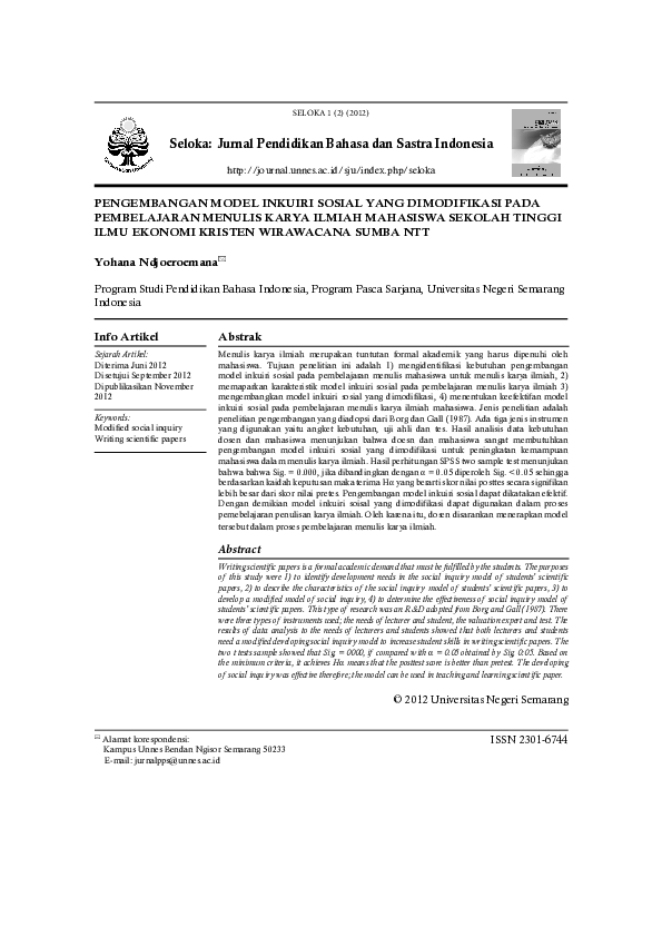 (PDF) Seloka: Jurnal Pendidikan Bahasa dan Sastra Indonesia ...