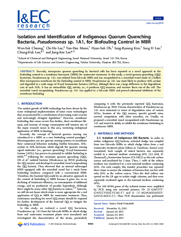 (PDF) Isolation and Identification of Indigenous Quorum Quenching ...