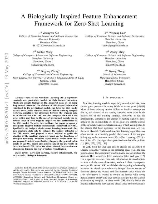 (PDF) A Biologically Inspired Feature Enhancement Framework for Zero ...
