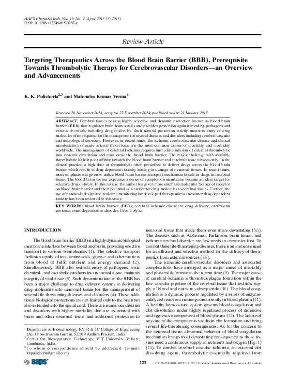 (PDF) Targeting Therapeutics Across the Blood Brain Barrier (BBB ...