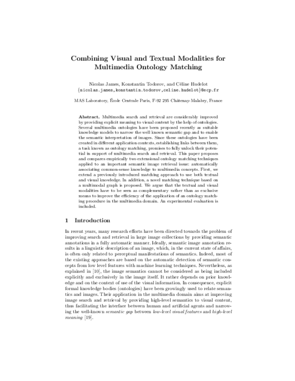 (PDF) Combining Visual and Textual Modalities for Multimedia Ontology ...
