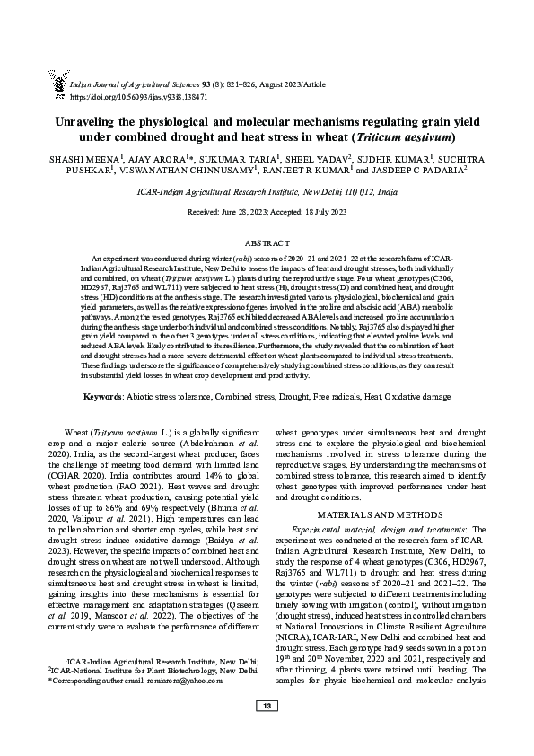 (PDF) Unraveling the physiological and molecular mechanisms regulating ...