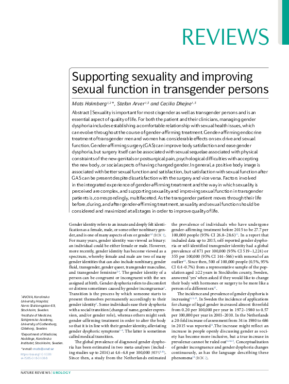 (PDF) Supporting sexuality and improving sexual function in transgender ...