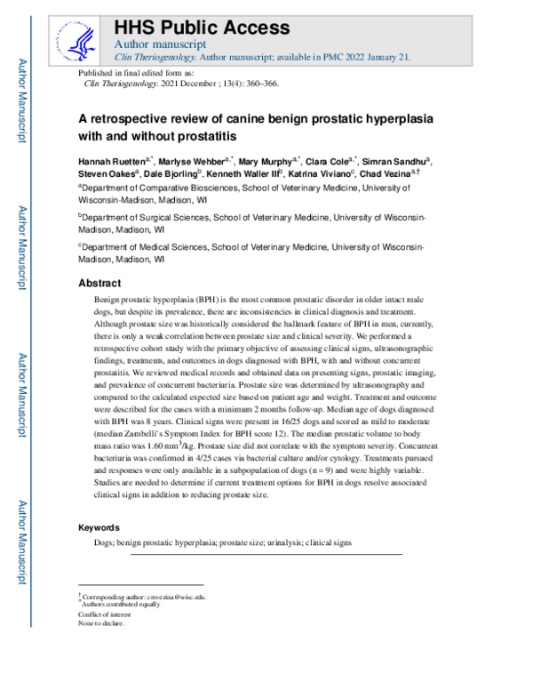 (PDF) A retrospective review of canine benign prostatic hyperplasia ...