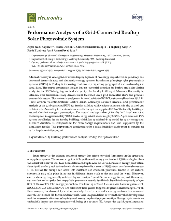(PDF) Performance Analysis of a Grid-Connected Rooftop Solar ...