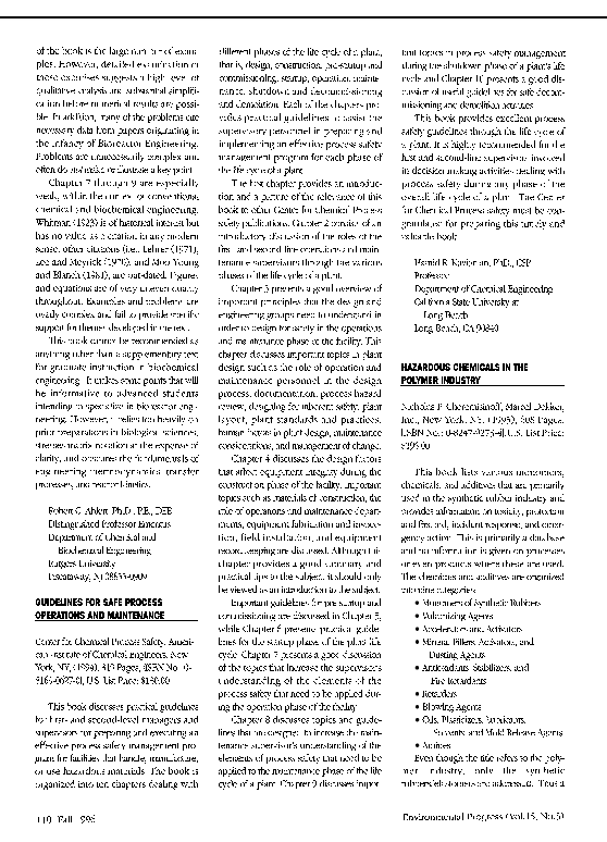 (PDF) Guidelines for safe process operations and maintenance