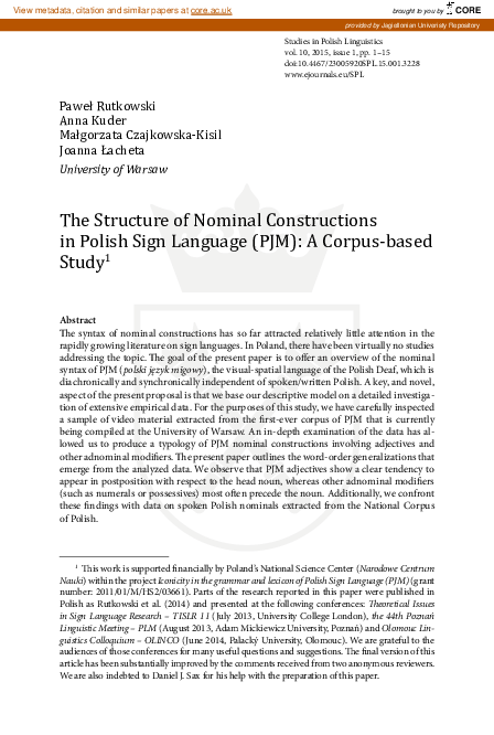 (PDF) The Structure of Nominal Constructions in Polish Sign Language ...