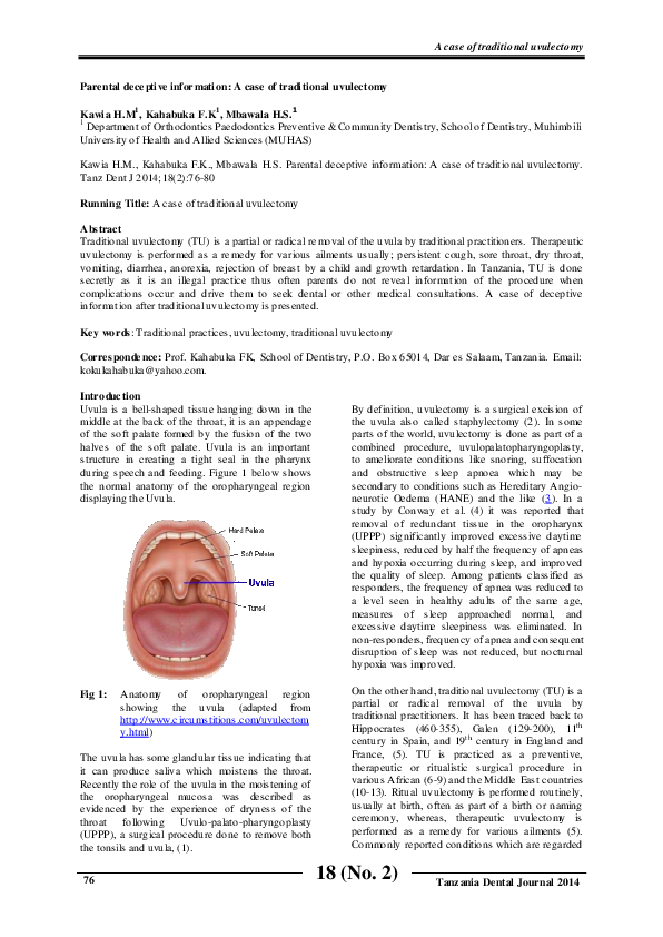 (PDF) Parental deceptive information: A case of traditional uvulectomy