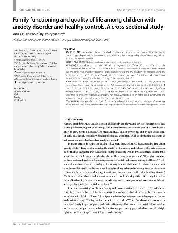 (PDF) Family Functioning and Quality of Life among Children with ...