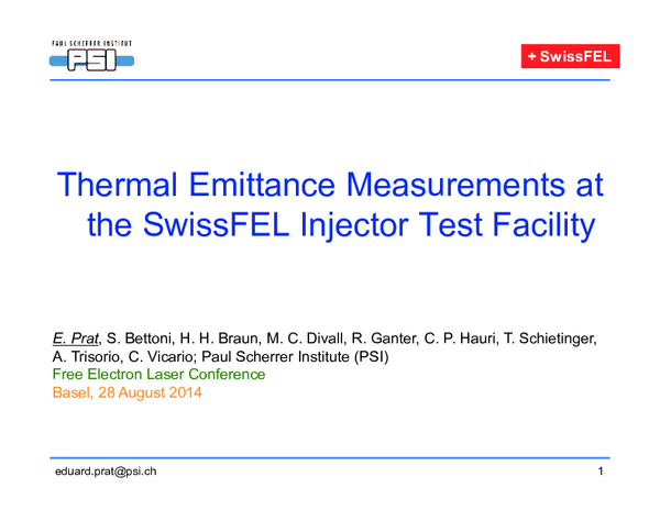 (PDF) Thermal Emittance Measurements at the SwissFEL Injector Test Facility