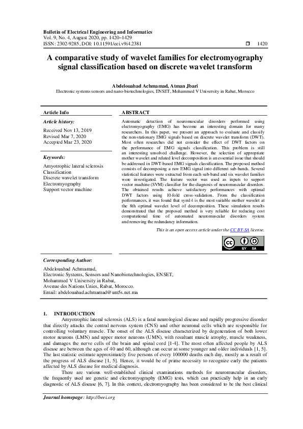 (PDF) A comparative study of wavelet families for electromyography ...