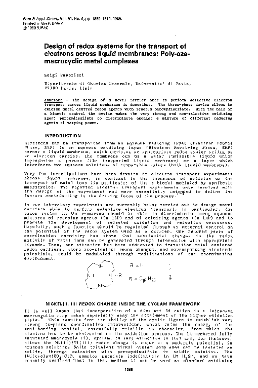 (PDF) Design of redox systems for the transport of electrons across ...