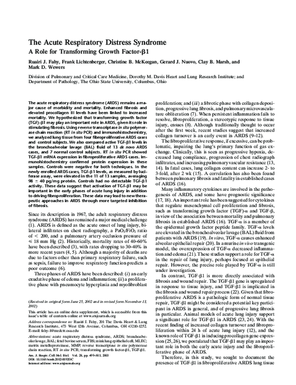 (PDF) The Acute Respiratory Distress Syndrome