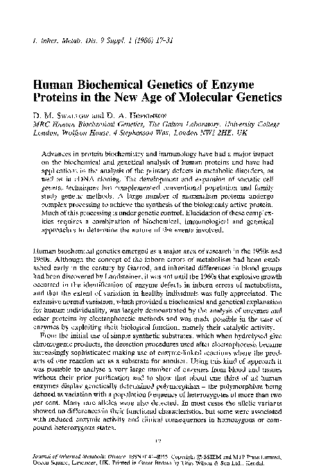 (PDF) Human biochemical genetics of enzyme proteins in the new age of ...