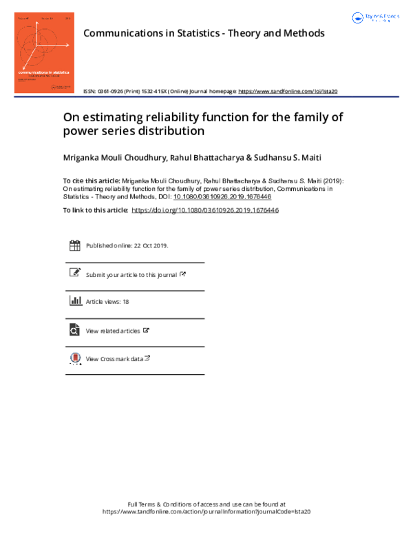 (PDF) On estimating reliability function for the family of power series ...