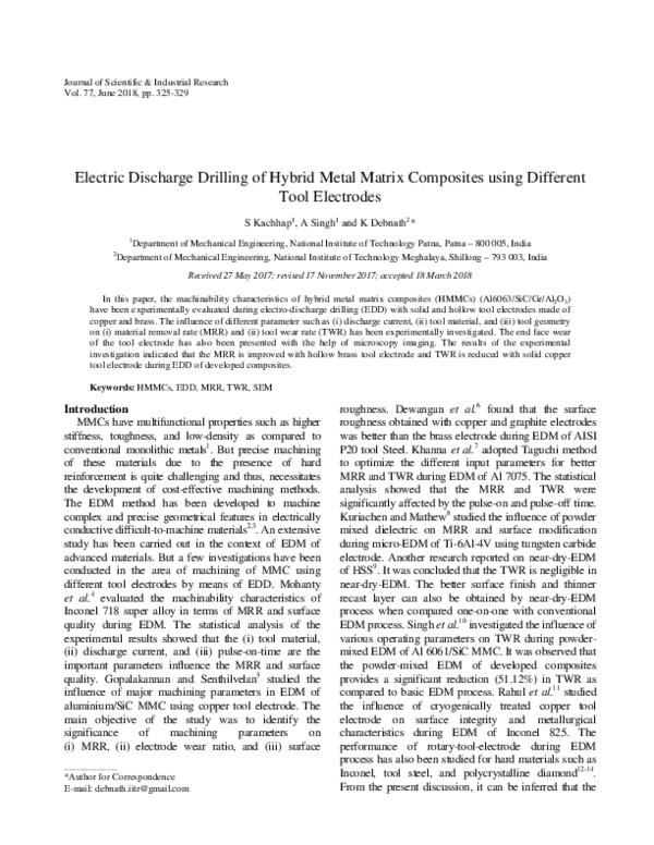 (PDF) Electric Discharge Drilling of Hybrid Metal Matrix Composites ...