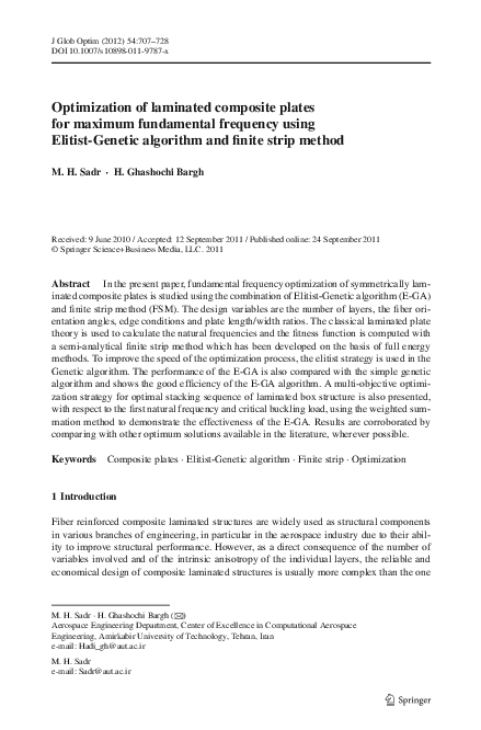 (PDF) Optimization of laminated composite plates for maximum ...
