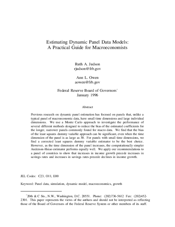 (PDF) Estimating Dynamic Panel Data Models: A Practical Guide for ...