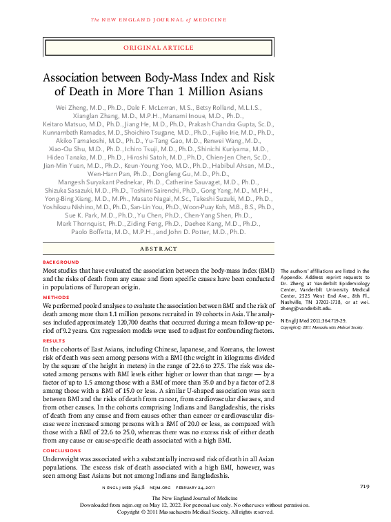 (PDF) Association between Body-Mass Index and Risk of Death in More ...
