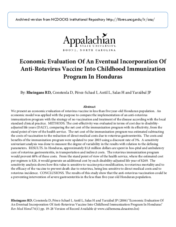 (PDF) Economic Evaluation Of An Eventual Incorporation Of Anti ...