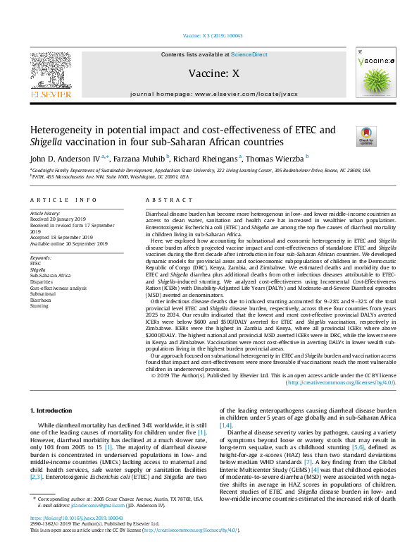 (PDF) Heterogeneity in potential impact and cost-effectiveness of ETEC ...