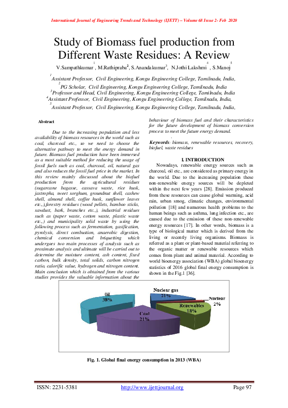 (PDF) Study of Biomass fuel production from Different Waste Residues: A ...