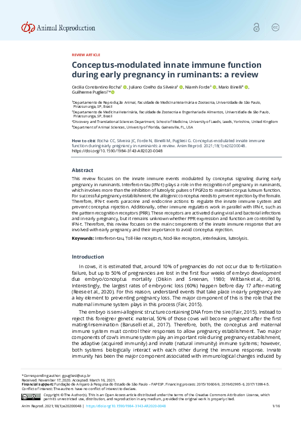 (PDF) Conceptus-modulated innate immune function during early pregnancy ...