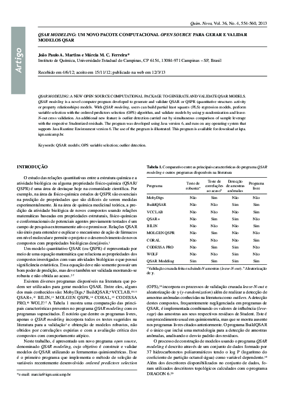 (PDF) QSAR modeling: um novo pacote computacional open source para ...