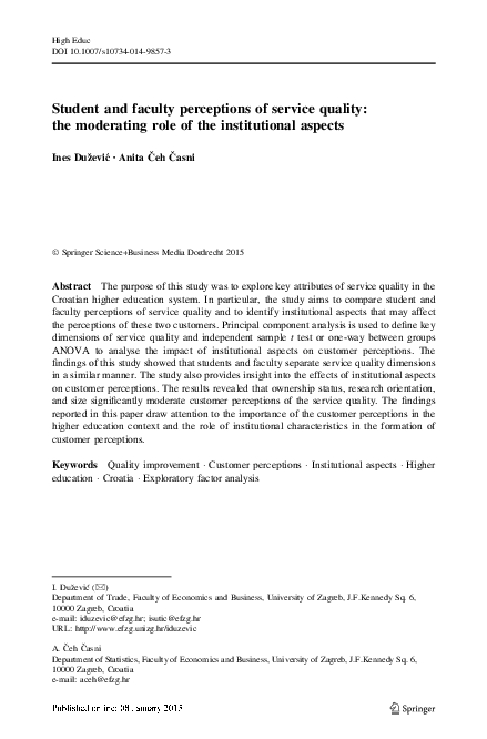 (PDF) Student and faculty perceptions of service quality: the ...
