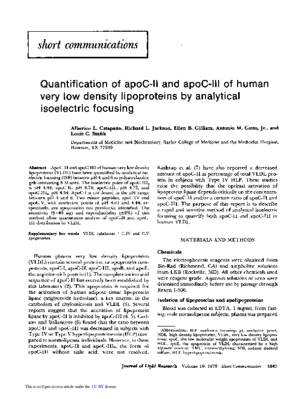 (PDF) Quantification of apoC-II and apoC-III of human very low density ...