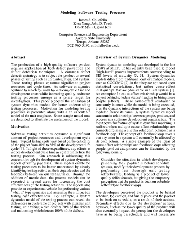 Pdf Modeling Software Testing Processes