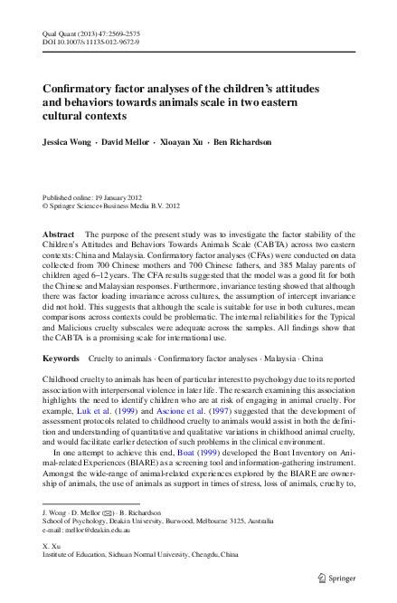 (PDF) Confirmatory factor analyses of the children’s attitudes and ...