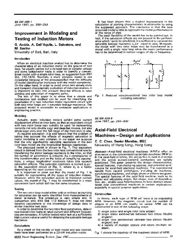 (PDF) Improvement in Modeling and Testing of Induction Motors