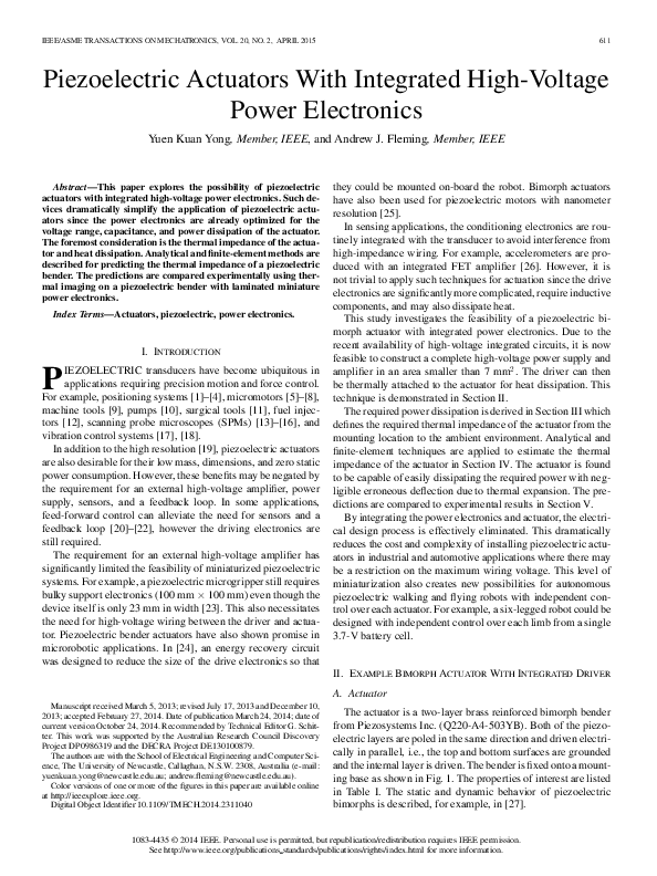 (PDF) Piezoelectric Actuators With Integrated High-Voltage Power ...