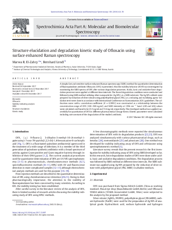 (PDF) Structure elucidation and degradation kinetic study of Ofloxacin ...