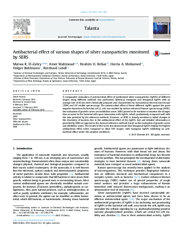 (PDF) Antibacterial effect of various shapes of silver nanoparticles ...