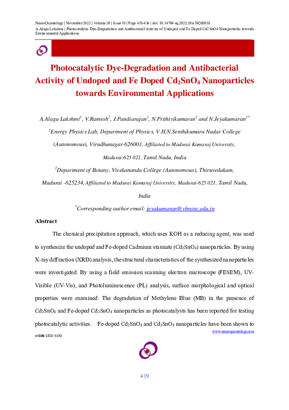 (PDF) Photocatalytic Dye-Degradation and Antibacterial Activity of ...