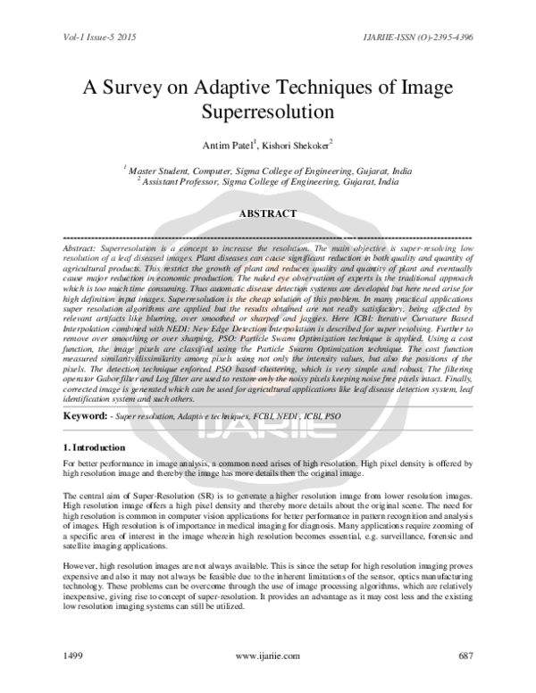 (PDF) A Survey on Adaptive Techniques of Image Super resolution